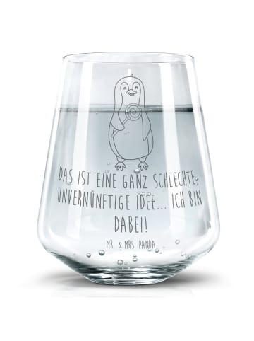 Mr. & Mrs. Panda Trinkglas Pinguin Lolli mit Spruch in Transparent