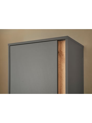 Furn.Design Schuhschrank grau matt, Eiche Wotan 50x200 cm, Graderobenschrank 10 Fächer