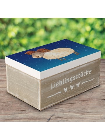 Mr. & Mrs. Panda Holzkiste Sternzeichen Widder ohne Spruch in Sternenhimmel Blau