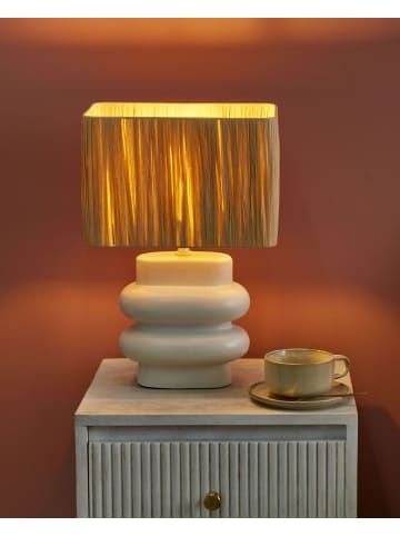 Beliani Tischleuchten JUDY in Weiß/Braun - (W) 28 x (H) 42 x (L) 28 cm