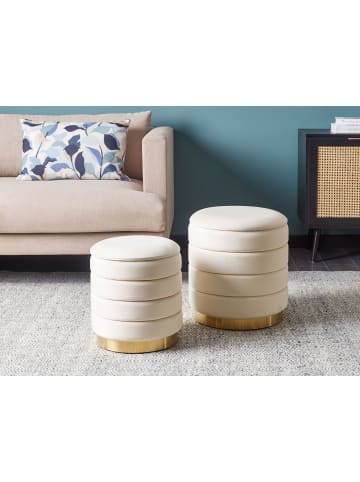 Beliani 2er-Set Pouf GARLAND in Beige/Gold