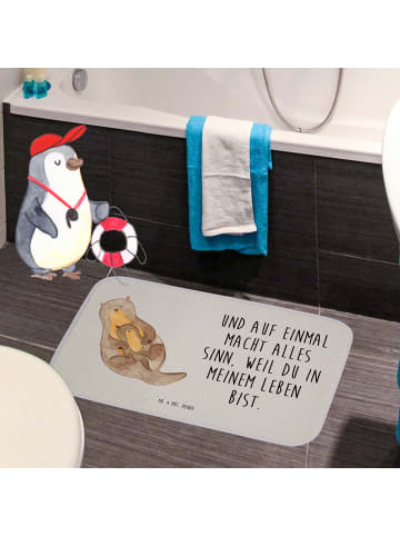 Mr. & Mrs. Panda Duschvorleger Otter Kind mit Spruch in Grau Pastell