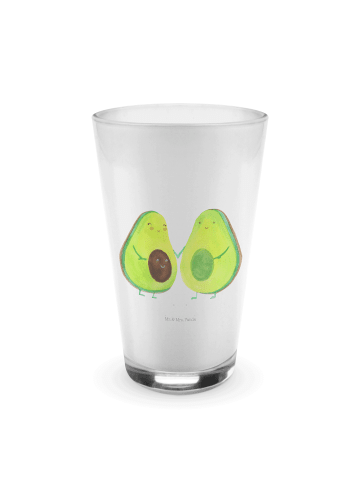 Mr. & Mrs. Panda Latte Macchiato Glas Avocado Pärchen ohne Spruch in Transparent
