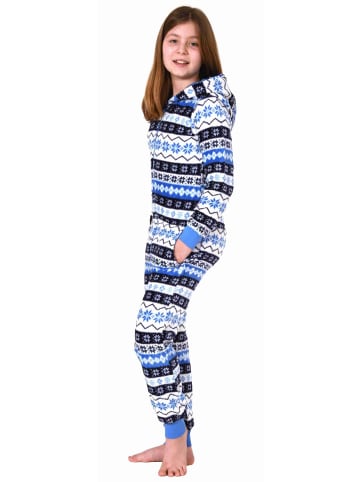 NORMANN Jumpsuit Overall Schlafanzug Pyjama Norweger in blau