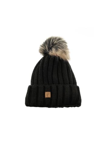Faera Mütze zum Warmhalten im Herbst oder Winter Bommel-Mütze mit Futter in Schwarz