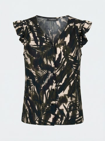 KOROSHI Ärmellose, bedruckte Damenbluse in khaki