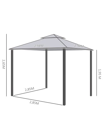 Outsunny Pavillon 294L x 294B x 265H cm Hellgrau
