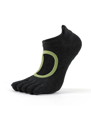 MUNADUNA Yoga-/Pilates-Zehensocken mit Leder-Sohl in Schwarz/Grün

