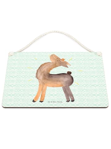 Mr. & Mrs. Panda Schild Lama Stolz ohne Spruch in Aztekenblau