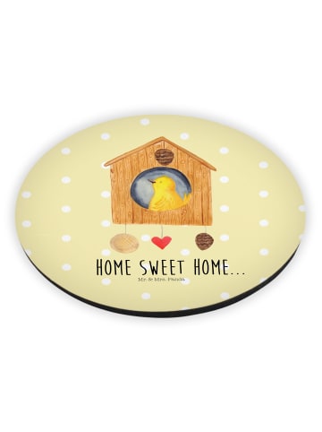 Mr. & Mrs. Panda Rund Magnet Vogelhaus Home mit Spruch in Gelb Pastell