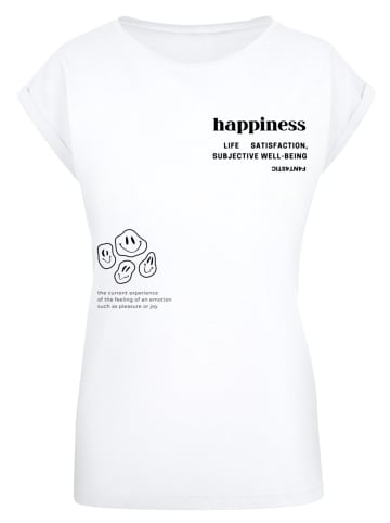 F4NT4STIC Extended Shoulder T-Shirt PLUS SIZE  happiness in weiß