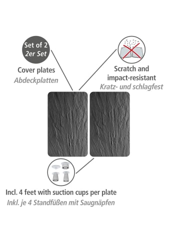 Wenko Herdabdeckplatte Universal Schiefer 2er Set in Mehrfarbig
