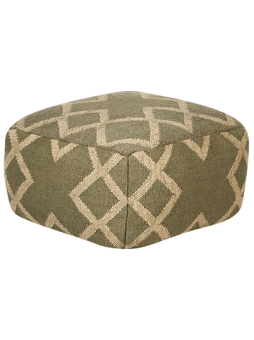 Beliani Pouf GOPI in Grün/Beige - (W) 50 x (H) 30 x (L) 50 cm