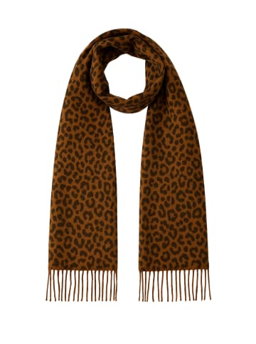 Faera Schal mit Leopardenmuster und Fransen weich in Braun