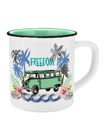 Geda Labels Tasse VW Freedom Emaille-Optik 400ml in Grün - 400ml