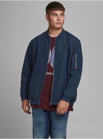 Jack & Jones Leichte Bomber Jacke Plus Size Große Übergrößen JJERUSH in Blau-2