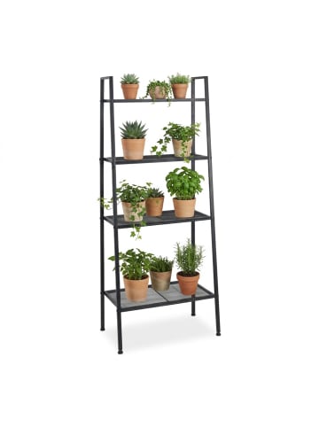 relaxdays Leiterregal in Schwarz - (B)60 x (H)148 x (T)35 cm