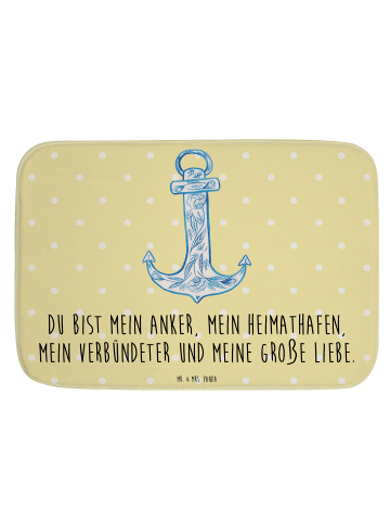 Mr. & Mrs. Panda Badteppich Anker Blau mit Spruch in Gelb Pastell