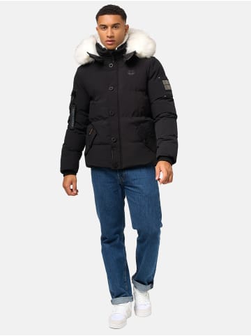 STONE HARBOUR Winterjacke Halvaar in Black mit weißem Fell