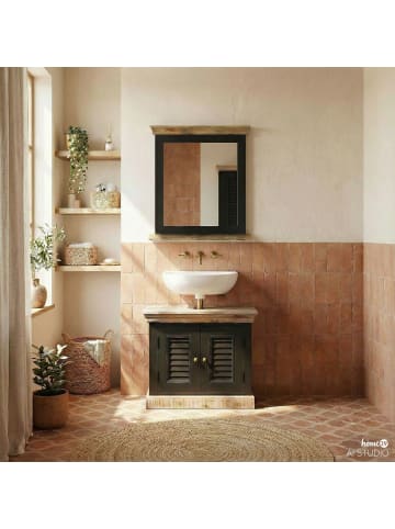 home24 home24 Badspiegel aus Mango massiv im modernen Landhausstil in Schwarz
