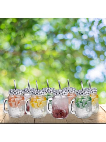 relaxdays 8 x Trinkglas in Transparent/ Schwarz - 500 ml