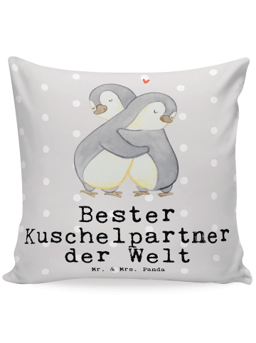 Mr. & Mrs. Panda 40x40 Kissen Pinguin Bester Kuschelpartner der ... in Grau Pastell