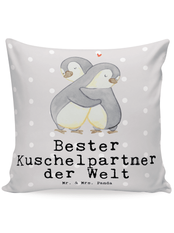 Mr. & Mrs. Panda Kissen Pinguin Bester Kuschelpartner der Welt m... in Grau Pastell