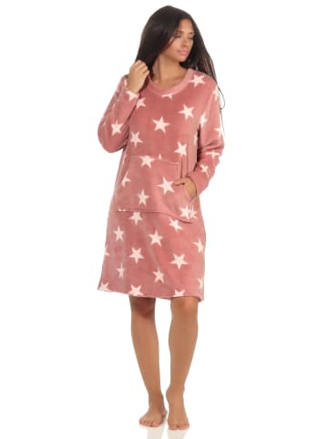 NORMANN Nachthemd Sterne weichem Coral Fleece - 51215 in rosa