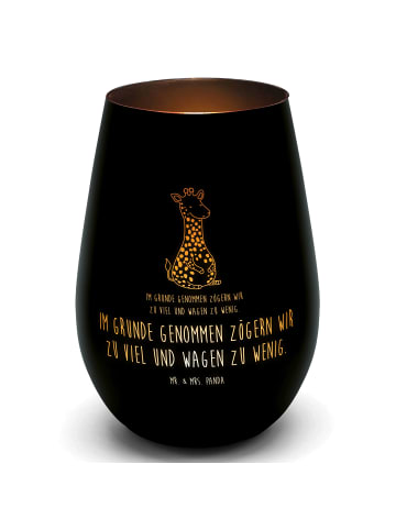 Mr. & Mrs. Panda Windlicht Giraffe Zufrieden mit Spruch in Schwarz