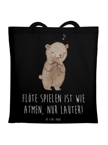 Mr. & Mrs. Panda Tote Bag Flöte Atem mit Spruch in Schwarz