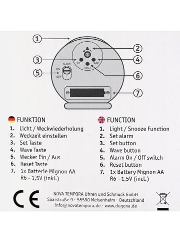 Dugena Funkwecker Silber / Weiß