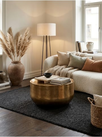 KADIMA DESIGN Couchtisch Orientalisch | Aluminium Gold, 60x60x35cm, Hammerschlag Rund in Gold