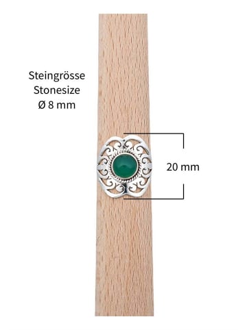 mantraroma 925er Silber - Ringe mit grüner Onyx