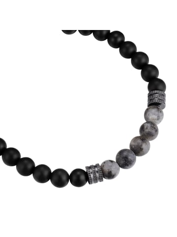 True Rebels Armband aus Edelstahl mit Achat in gunmetal