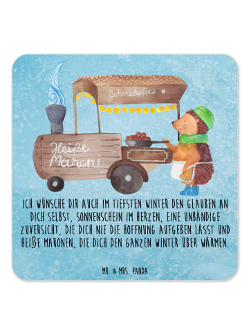 Mr. & Mrs. Panda Tischuntersetzer Igel Maronen mit Spruch in Eisblau