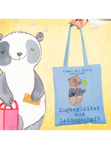 Mr. & Mrs. Panda Tote Bag Zugbegleiter Leidenschaft mit Spruch in Sky Blue