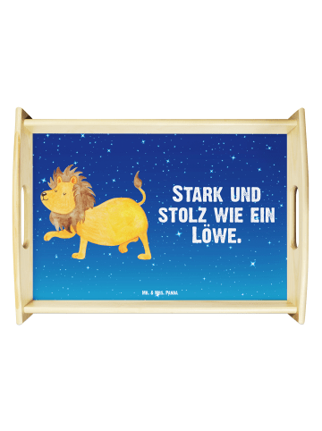 Mr. & Mrs. Panda Servier Tablett Sternzeichen Löwe mit Spruch in Sternenhimmel Blau