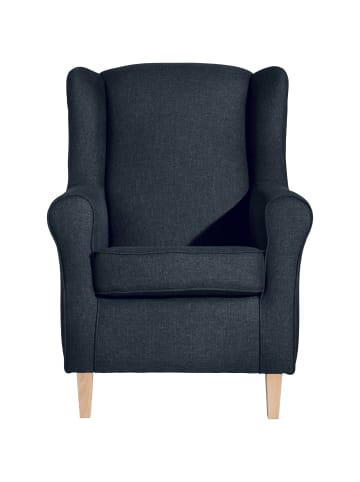 58 aufm Kessel OHRENSESSEL Karlen Bezug Flachgewebe Buche natur / blau