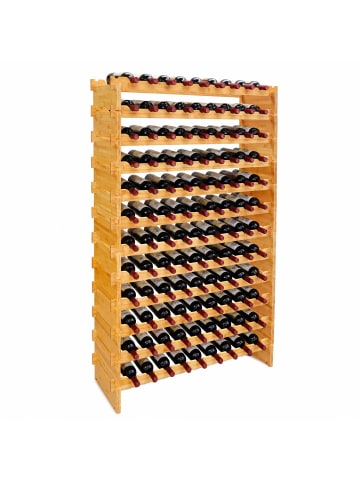 relaxdays Weinregal in Natur - (B)85 x (H)159 x (T)25,5 cm