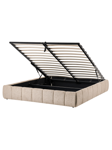 Beliani 2-tlg Doppelbett GENAS in Beige/Schwarz