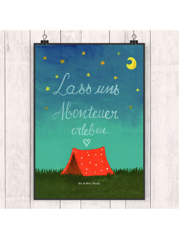 Mr. & Mrs. Panda Poster Abenteuer mit Spruch in Bunt