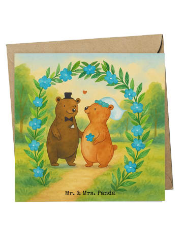 Mr. & Mrs. Panda Deluxe Karte Bären Hochzeit Design ohne Spruch in Weiß