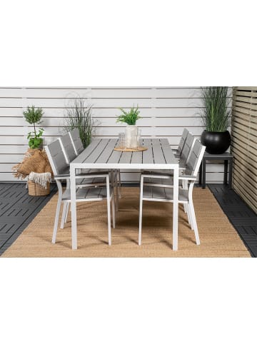 ebuy24 1 x Tisch 6 x Stühle Grau 90 x 205 cm