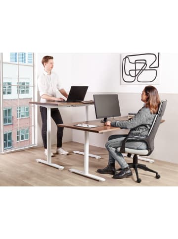 Beliani Höhenverstellbarer Schreibtisch DESTINAS in Braun/Weiß