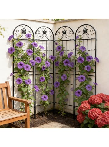 relaxdays 4 x Rankgitter "Schmetterling" in Schwarz - (B)50 x (H)220 cm