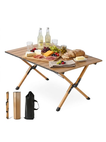 relaxdays Campingtisch in Natur - (B)90 x (H)44 x (T)60 cm