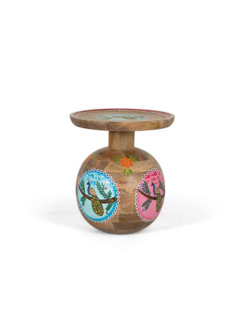 Giner y Colomer Beistelltisch aus Mangoholz und handbemalten Details in Multicolored