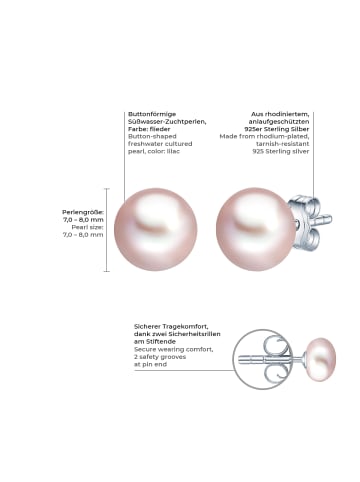 Valero Pearls Perlen-Ohrstecker aus Sterling Silber mit Süßwasser-Zuchtperle in flieder