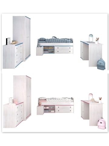 58 aufm Kessel KINDERZMMER-SET Parisot Smoozy 5-tlg. Holznachbildung Kiefer Weiß/Blau