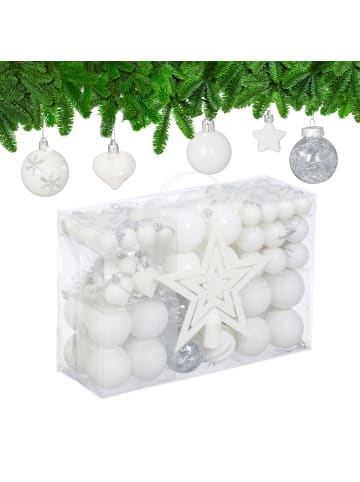 relaxdays 101-tlg. Weihnachtskugeln Set in Weiß